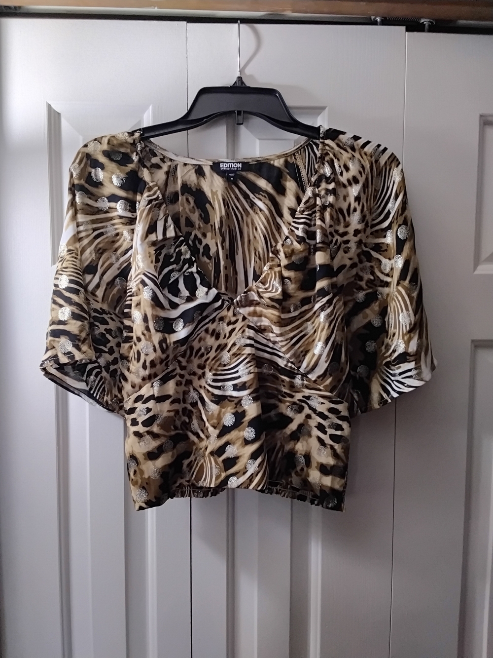 Express Cropped Animal-Print Top, Brown, Medium